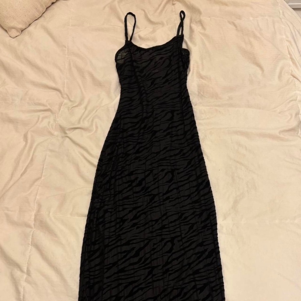 Peppermayo sheer black zebra maxi dress with adjustable straps